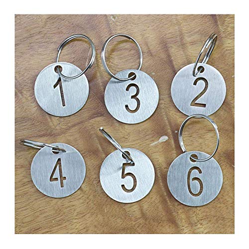 Nummerierte Anhänger aus Edelstahl mit Schlüsselanhänger, 40 mm, ausgehöhlte Zahlenanhänger, nummerierte Tags, Schlüsselanhänger (1–25) von Sourcemall