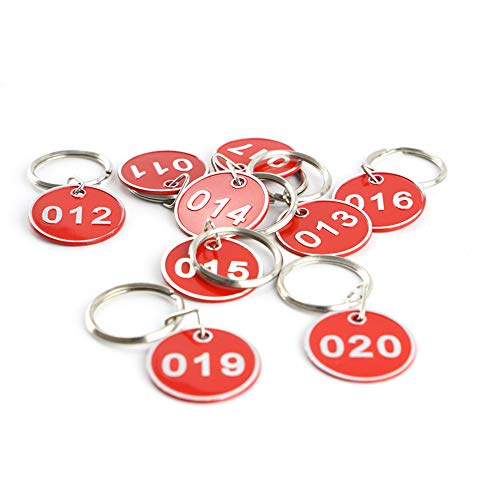Schlüsselanhänger aus Aluminium und Kunststoff, nummeriert, 30 mm 1-100 rot von Sourcemall