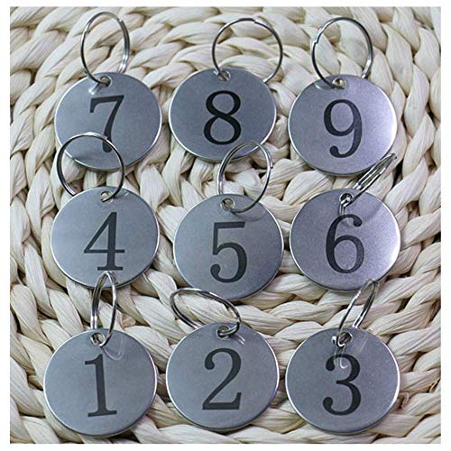 Sourcemall Schlüsselanhänger aus Edelstahl, nummerierte Anhänger zur Kennzeichnung, Schlüsselringe mit Nummern, 3 cm (1–50) von Sourcemall