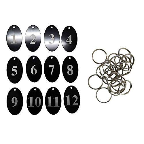 Sourcemall Zahlenanhänger mit Schlüsselring, Aluminiumlegierung 1-100 Schwarz von Sourcemall