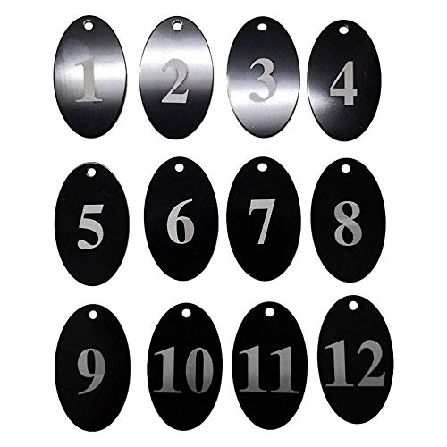 Sourcemall Zahlenanhänger mit Schlüsselring, Aluminiumlegierung 1-25 Schwarz von Sourcemall