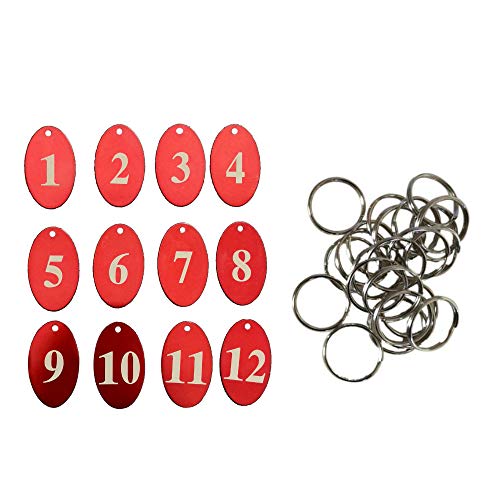 Sourcemall Zahlenanhänger mit Schlüsselring, Aluminiumlegierung 1-50 rot von Sourcemall