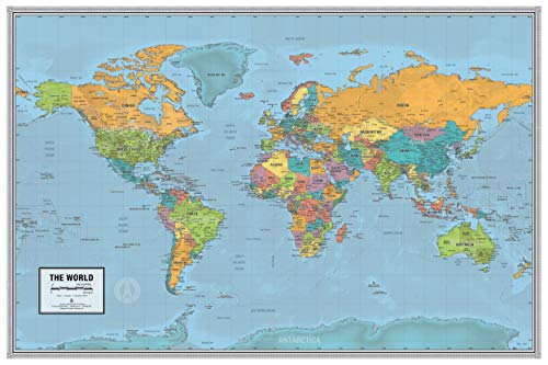Laminiertes World Voyager Map Poster, Karte im hellen Stil, inkl. Etiketten, 91,4 x 61 cm, in einer Röhre, nicht gefaltet, ideal für Zuhause oder Klassenzimmer Laminiertes World Voyager Map Poster, Karte im hellen Stil, inkl. Etiketten, 91,4 x 61 cm, in einer Röhre, nicht gefaltet, ideal für Zuhause oder Klassenzimmer von South of Kings
