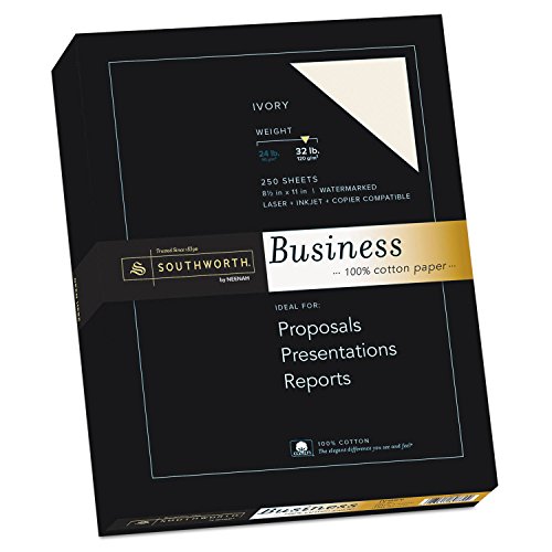 Southworth® Business-Papier aus 100% Baumwolle, 21,6 x 27,9 cm, 14,5 kg, elfenbeinfarben, Box mit 250 Stück von Southworth