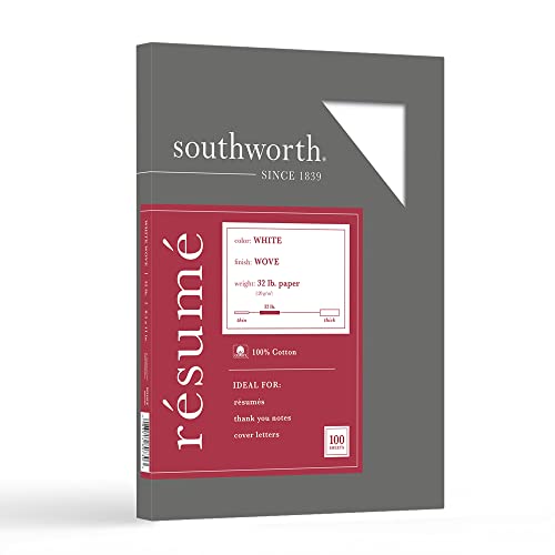 Southworth 100% Baumwolle, 21,6 x 27,9 cm, 14,5 kg/120 g/m², weiß, 100 Blatt – Verpackung kann variieren (RD18CF) von Southworth