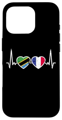 Tansania Frankreich Herzschlag Flagge Tansanier Hülle für iPhone 16 Pro Tansania Frankreich Herzschlag Flagge Tansanier Hülle für iPhone 16 Pro von Souvenir Tanzania Tansanische Tansania Geschenke