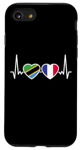 Tansania Frankreich Herzschlag Flagge Tansanier Hülle für iPhone SE (2020) / 7 / 8 von Souvenir Tanzania Tansanische Tansania Geschenke
