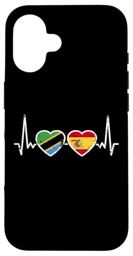 Tansania Spanien Herzschlag Flagge Spanischer Tansanier Hülle für iPhone 16 Tansania Spanien Herzschlag Flagge Spanischer Tansanier Hülle für iPhone 16 von Souvenir Tanzania Tansanische Tansania Geschenke