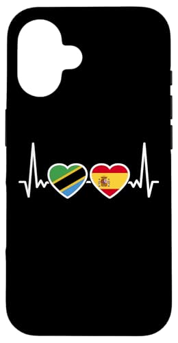 Tansania Spanien Herzschlag Flagge Spanischer Tansanier Hülle für iPhone 16 Tansania Spanien Herzschlag Flagge Spanischer Tansanier Hülle für iPhone 16 von Souvenir Tanzania Tansanische Tansania Geschenke