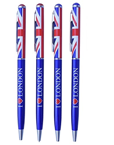 Souvenirs 4 Stück I love London Stifte British Beautiful Union Jack Pen Set mit 4 x UK London England Geschenkstiften von Souvenirs
