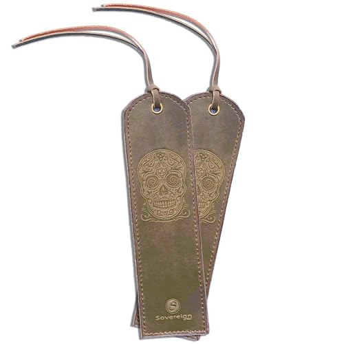 Leder Lesezeichen Leather Bookmarks Mit Zuckerschädel Design Handgefertigtes Mit Traditionellem Quasten Lesezeichen. Echtleder Gotisch Geschenke Für Frauen, Männer - 2er Pack Leder Lesezeichen Leather Bookmarks Mit Zuckerschädel Design Handgefertigtes Mit Traditionellem Quasten Lesezeichen. Echtleder Gotisch Geschenke Für Frauen, Männer - 2er Pack von Sovereign-Gear