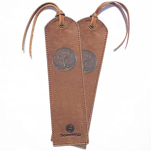 Leder Lesezeichen Leather Bookmarks Mit einzigartigem Baum des Lebens Design Handgefertigtes Mit Traditionellem Quasten Lesezeichen. Echtleder Einzigartige Geschenke Für Frauen, Männer - 2er Pack von Sovereign-Gear