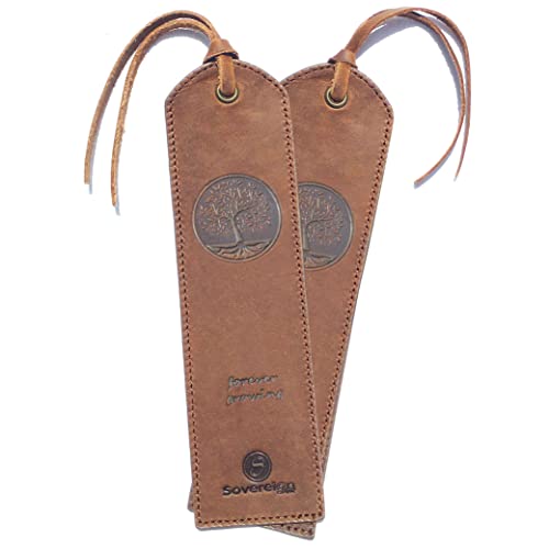 Leder Lesezeichen Mit einzigartigem Baum des Lebens Design Handgefertigtes Mit Traditionellem Quasten Lesezeichen. Echtleder Einzigartige Geschenke Für Frauen, Männer - 2er Pack von Sovereign-Gear