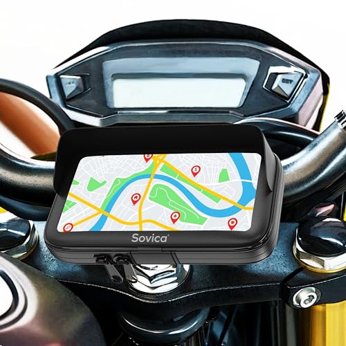 Handyhalterung Motorrad gültig für Lenker Aller Dicken und Formen wasserdichte Hülle mit Visier Gültig für Smartphones bis 7,5" Motorrad handyhalterung von Sovica