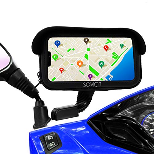 Handyhalterung Motorrad wasserdicht gültige schutzhülle für Smartphones bis 7,2" antiref-Visier unzerbrechliche Befestigung am Rückspiegel Motorrad handyhalterung handyhalter Motorrad von Sovica