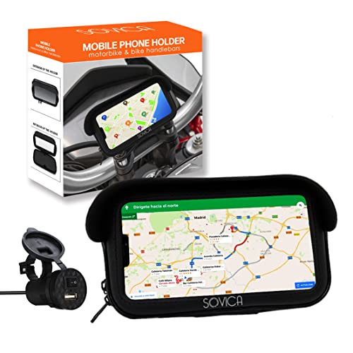 Handyhalterung Motorrad wasserdicht mit 2.1A ladegerät schnellladung gültige schutzhülle für Smartphones bis 7,2" antiref-Visier lenkerbefestigung doppelschraube regenfutter Motorrad handyhalterung Handyhalterung Motorrad wasserdicht mit 2.1A ladegerät schnellladung gültige schutzhülle für Smartphones bis 7,2" antiref-Visier lenkerbefestigung doppelschraube regenfutter Motorrad handyhalterung von Sovica