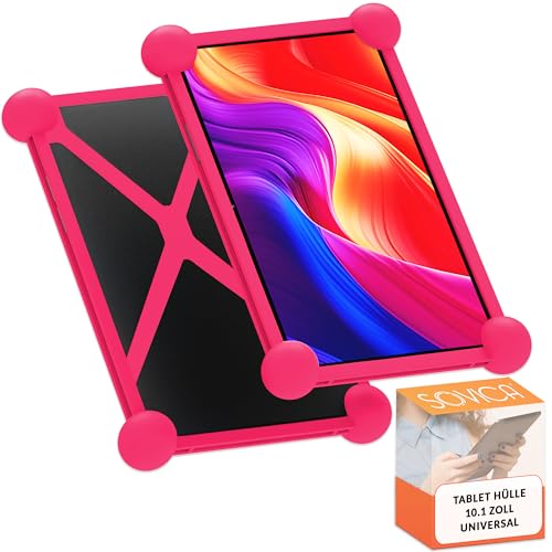 Tablet hülle 10.1 Zoll universal Universal Silikon gültig für alle 10" Tablet-PCs auf dem Markt (Rosa) von Sovica