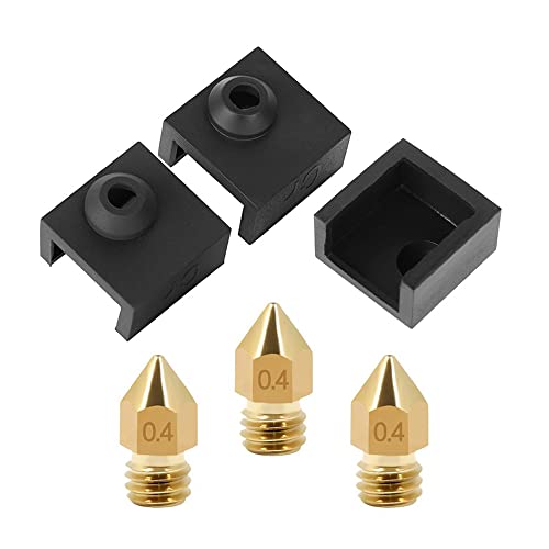 Sovol 3PCS 3D Drucker Silikon Socken, 3PCS 0,4mm Düsen 3D Drucker Nozzle 1,75mm, Heizblock Abdeckung MK7/8/9 Hotend Extruder für Ender 3, Ender 3 Pro, Ender 5, CR-10, 10S, S4, S5, Anet A8 von Sovol