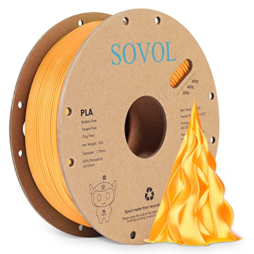 Sovol PLA Filament 1.75mm Silk Gold, 3D Drucker Filament Silk PLA 1kg (2.2LBS), Maßgenauigkeit +/- 0,03 mm von Sovol
