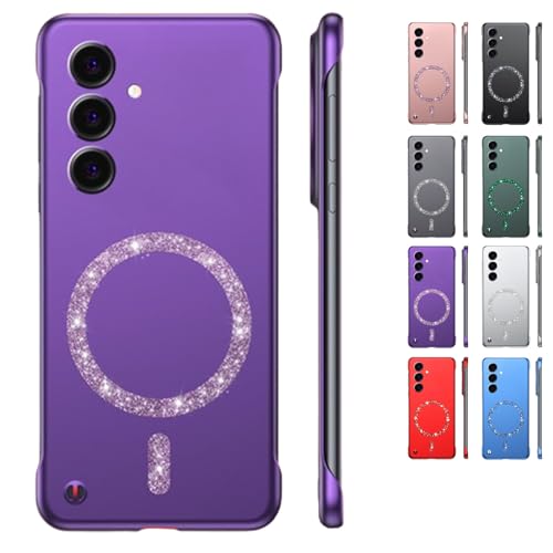Merryklein Glitter Magnetic Frameless Phone Case, Ultra Thin Hard Magnetic Phone Case, MerrykleinCase for Galaxy S25/24 Ultra (B,for GalaxyS23) von Sovtay