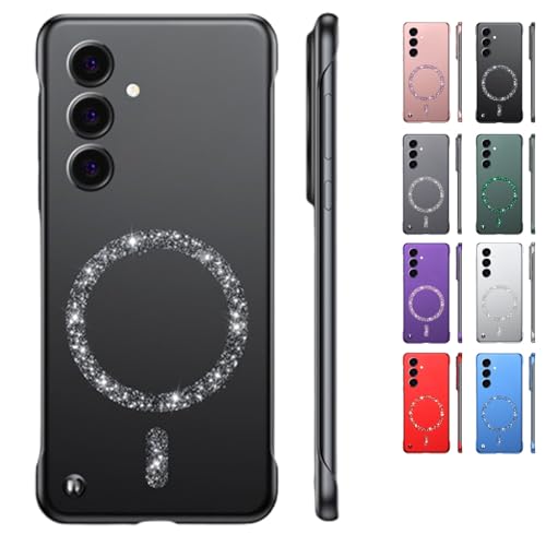 Merryklein Glitter Magnetic Frameless Phone Case, Ultra Thin Hard Magnetic Phone Case, MerrykleinCase for Galaxy S25/24 Ultra (Black,for GalaxyS21Plus) von Sovtay
