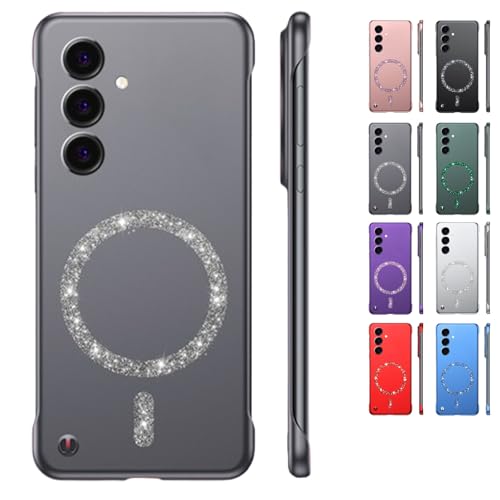 Merryklein Glitter Magnetic Frameless Phone Case, Ultra Thin Hard Magnetic Phone Case, MerrykleinCase for Galaxy S25/24 Ultra (Gray,for GalaxyS21) von Sovtay