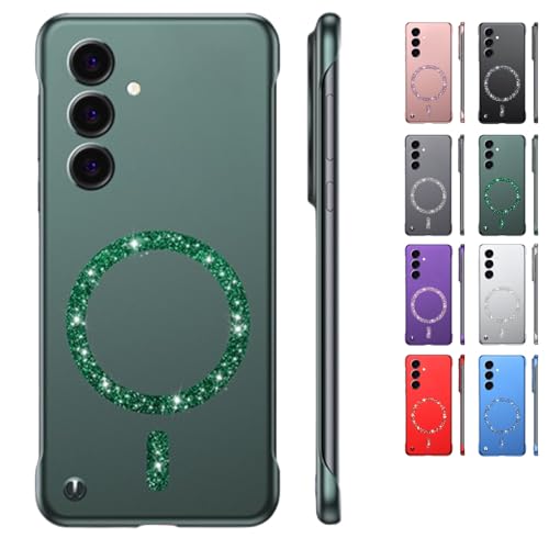 Merryklein Glitter Magnetic Frameless Phone Case, Ultra Thin Hard Magnetic Phone Case, MerrykleinCase for Galaxy S25/24 Ultra (Green,for GalaxyS22Plus) von Sovtay
