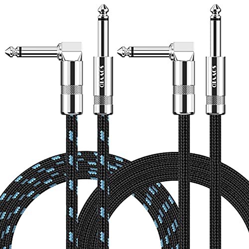 Sovvid Gitarrenkabel, 10FT 2er-Pack Instrumentenkabel Viertelzollkabel E-Gitarrenkabel, 1/4 klinkenkabel Gitarrenverstärkerkabel für Gitarre, Bass, Keyboard und Pro Audio (Schwarz, Blau) von Sovvid