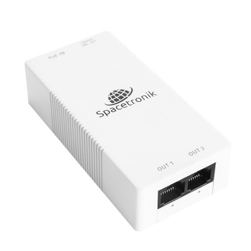 Spacetronik Ethernet PoE Extender, Gigabit Dual-Port, Unterstützt IEEE802.3af/at, Übertragungsreichweite bis zu 350 m, 4KV Überspannungsschutz, 10/100/1000Mbps Ethernet, Plug-and-Play von Spacetronik
