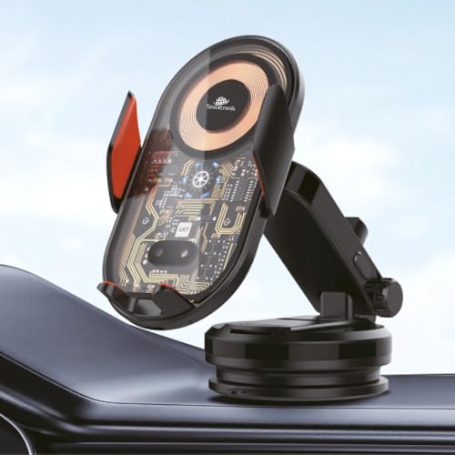 Spacetronik Handyhalterung Auto mit Ladefunktion 15W - KFZ Handy Halterung Auto mit Automatische Klemmmechanismus - Handyhalter Auto Armaturenbrett - 360° Drehbar für iPhone, Galaxy, Mate usw. (SR004) von Spacetronik