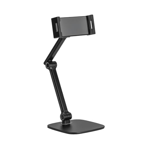 Spacetronik Tablet Ständer Verstellbare - Tablet Halterung für Geräte von 4,7 bis 12,9 Zoll - Universal Halter kompatibel mit iPad, iPhone, Galaxy - Flexibel, Einstellbarer, Anti-Rutsch (Schwarz) von Spacetronik