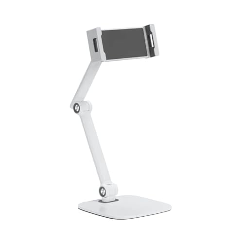 Spacetronik Tablet Ständer Verstellbare - Tablet Halterung für Geräte von 4,7 bis 12,9 Zoll - Universal Halter kompatibel mit iPad, iPhone, Galaxy - Flexibel, Einstellbarer, Anti-Rutsch (Weiß) von Spacetronik