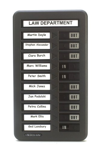 Indesign In/Out Schild eine Spalte 10 Namen 207 x 360 mm von Spaceworx