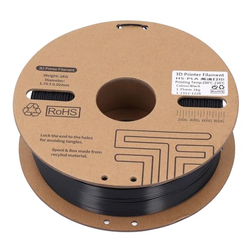 1,75 Mm Pla -Filament, Schwarzes Pla -Kunststofffilament 1,75 Mm 1 Kg für Ender 3 Hochgeschwindigkeitsgenauigkeit Breite Kompatibilität mit 3D, Thermoplastikfilament 1,75 Mm Pla -Filament, Schwarzes Pla -Kunststofffilament 1,75 Mm 1 Kg für Ender 3 Hochgeschwindigkeitsgenauigkeit Breite Kompatibilität mit 3D, Thermoplastikfilament von Spacnana