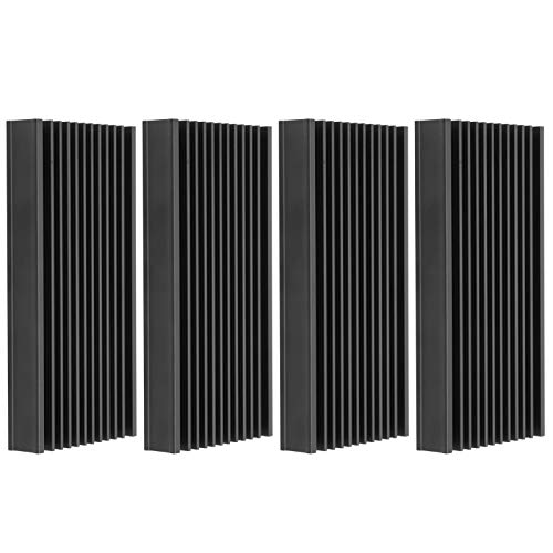 Kühlkörper, 4 Stück Q50 X 12,7 X 100 Aluminium-Kühlkörper, Wärmeableitung, Kühler, Chip-Kühlrippe für Leiterplatten-Chip, Schwarz, Desktop-Computer-Kühlkörper von Spacnana