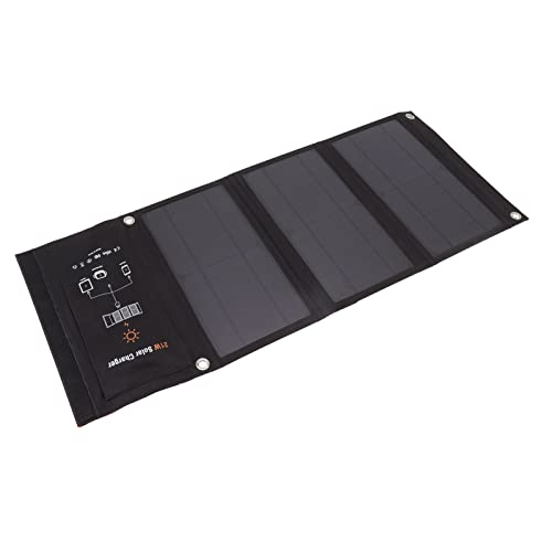 Tragbares Solar-Ladegerät, 21 W, Faltbares Solarpanel-Ladegerät, Tragbares Solar-Telefon-Ladepanel mit Dual-USB-Anschluss für den Außenbereich, Solarpanels von Spacnana