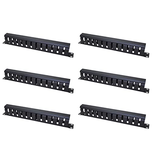Spactz 6 x 19-Server-Rack mit horizontaler Unterstützung für Kabelmanagement 1U, Organizer für Kabel mit Metallkanal, 12 Steckplätze mit Deckel von Spactz