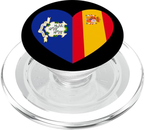 Connecticut and Spain Flags: Heart Shaped Unity PopSockets PopGrip für MagSafe Connecticut and Spain Flags: Heart Shaped Unity PopSockets PopGrip für MagSafe von Spain Love Pride Merch