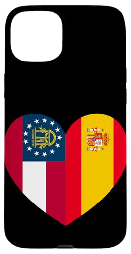 Georgia and Spain Flags: Heart Shaped Unity Hülle für iPhone 15 Plus von Spain Love Pride Merch