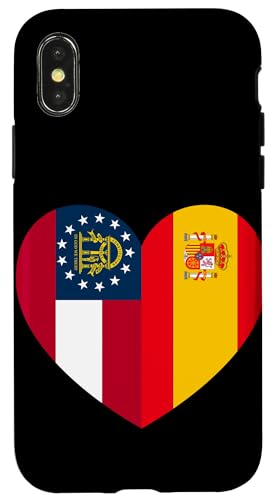 Georgia and Spain Flags: Heart Shaped Unity Hülle für iPhone X/XS von Spain Love Pride Merch