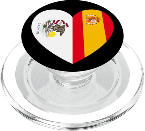 Illinois and Spain Flags: Heart Shaped Unity PopSockets PopGrip für MagSafe Illinois and Spain Flags: Heart Shaped Unity PopSockets PopGrip für MagSafe von Spain Love Pride Merch
