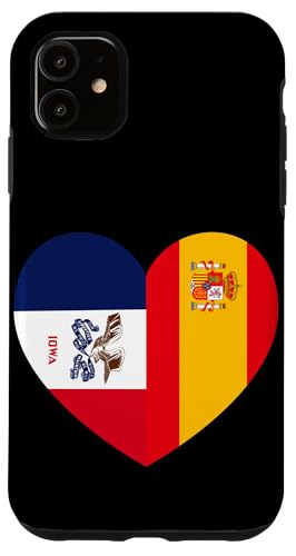 Iowa and Spain Flags: Heart Shaped Unity Hülle für iPhone 11 von Spain Love Pride Merch