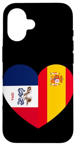 Iowa and Spain Flags: Heart Shaped Unity Hülle für iPhone 16 Iowa and Spain Flags: Heart Shaped Unity Hülle für iPhone 16 von Spain Love Pride Merch