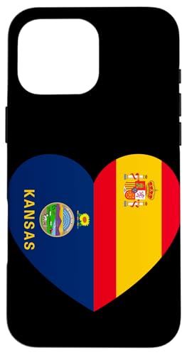 Kansas and Spain Flags: Heart Shaped Unity Hülle für iPhone 16 Pro Max Kansas and Spain Flags: Heart Shaped Unity Hülle für iPhone 16 Pro Max von Spain Love Pride Merch