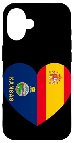Kansas and Spain Flags: Heart Shaped Unity Hülle für iPhone 16 Kansas and Spain Flags: Heart Shaped Unity Hülle für iPhone 16 von Spain Love Pride Merch
