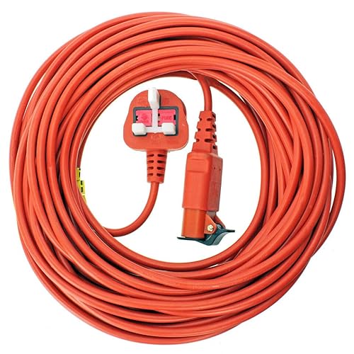 SPARES2GO 20 m Netzkabel und Kabelstecker für Flymo Vision Compact 330 350 Plus Turbo 380 H3000 H4000 Rasenmäher (20 m) von Spares2go