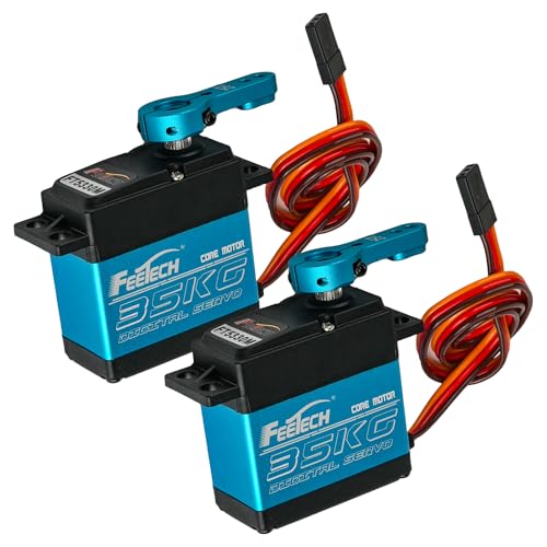 Sparkleiot 35KG Digitalservo Feetech FT5330M 7,4 V RC-Kern-Servo-Motor, wasserdicht, Metallgetriebe, 25T, Servoarm, Hupe, 180 Grad, für 1/8 1/10 Baja Auto (2 Stück) von Sparkleiot