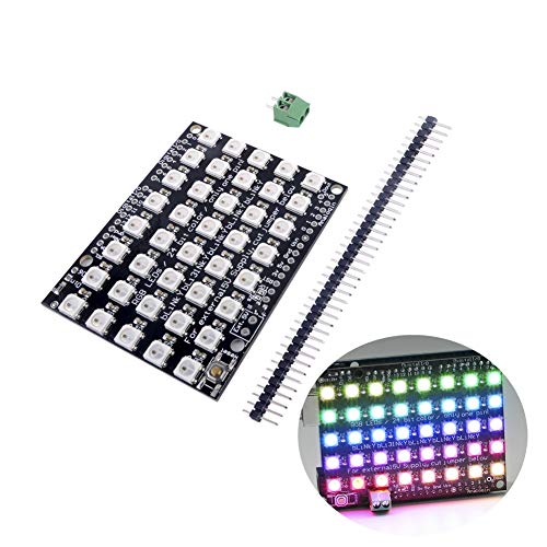 Sparkleiot 40 Bits WS2812 LED Matrix Shield mit Pin Header und 2pin Terminal Connector, WS2812B 5050 RGB LEDs mit eingebautem Treiber, individuell adressierbar für Arduino ESP32 Raspberry Pi von Sparkleiot