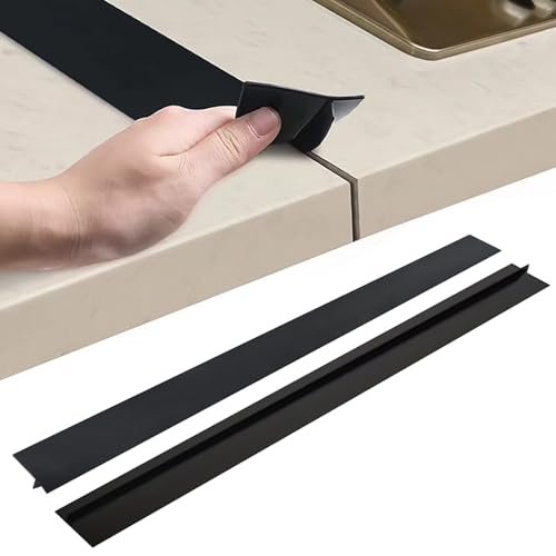 2 Stück Arbeitsplatten Verbindungsschiene für KüChen, KüChenplatte Arbeitsplatte LückenfüLler, Fugenleiste Arbeitsplatte, Abschlussleiste Küchenarbeitsplatte Dichtungsband (Schwarz, 25inch) von Sparklenut