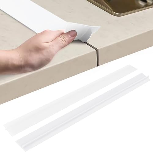 2 Stück Arbeitsplatten Verbindungsschiene für KüChen, KüChenplatte Arbeitsplatte LückenfüLler, Fugenleiste Arbeitsplatte, Abschlussleiste Küchenarbeitsplatte Dichtungsband (Weiß, 25inch) von Sparklenut
